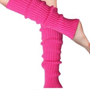 Leg Warmers Fashion Knit Neon hot pink Women 80s Sports Party Yoga ice-skating
